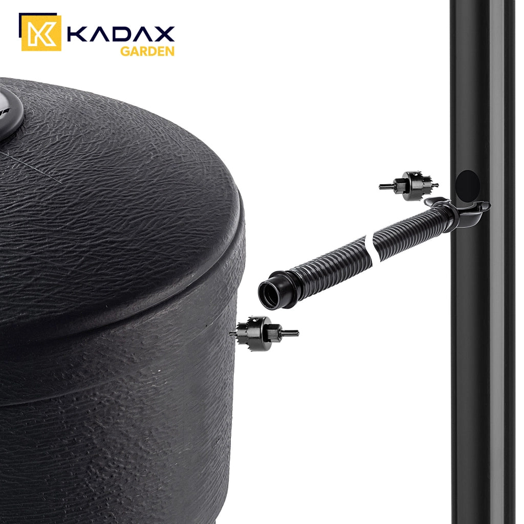 Serbatoio per acqua piovana KADAX da 270 litri, contenitore per acqua, kit di collegamento, rubinetto