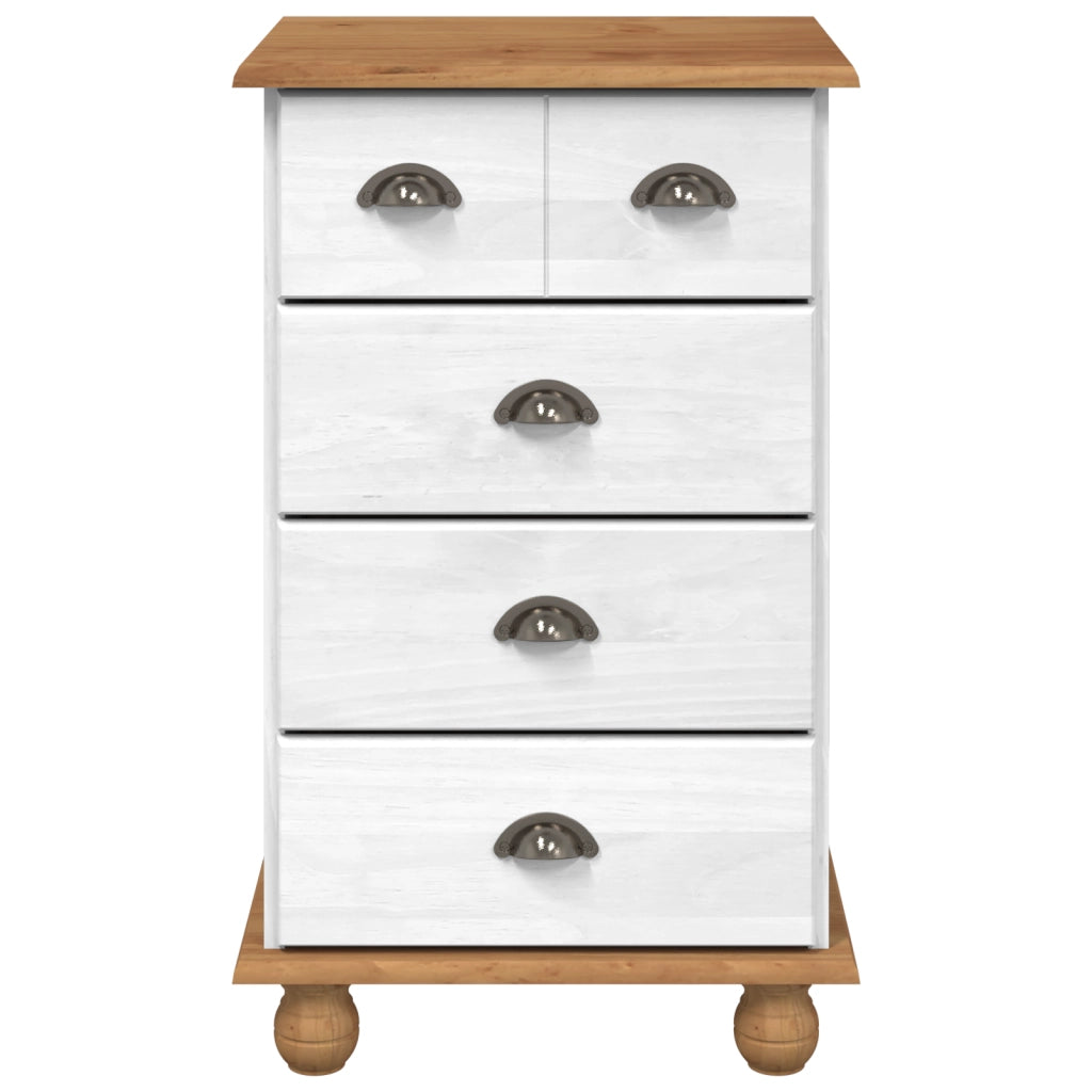 Cassettiera 'ASKIM'Bianca 45.8x40x79 cm Legno Massello di Pino