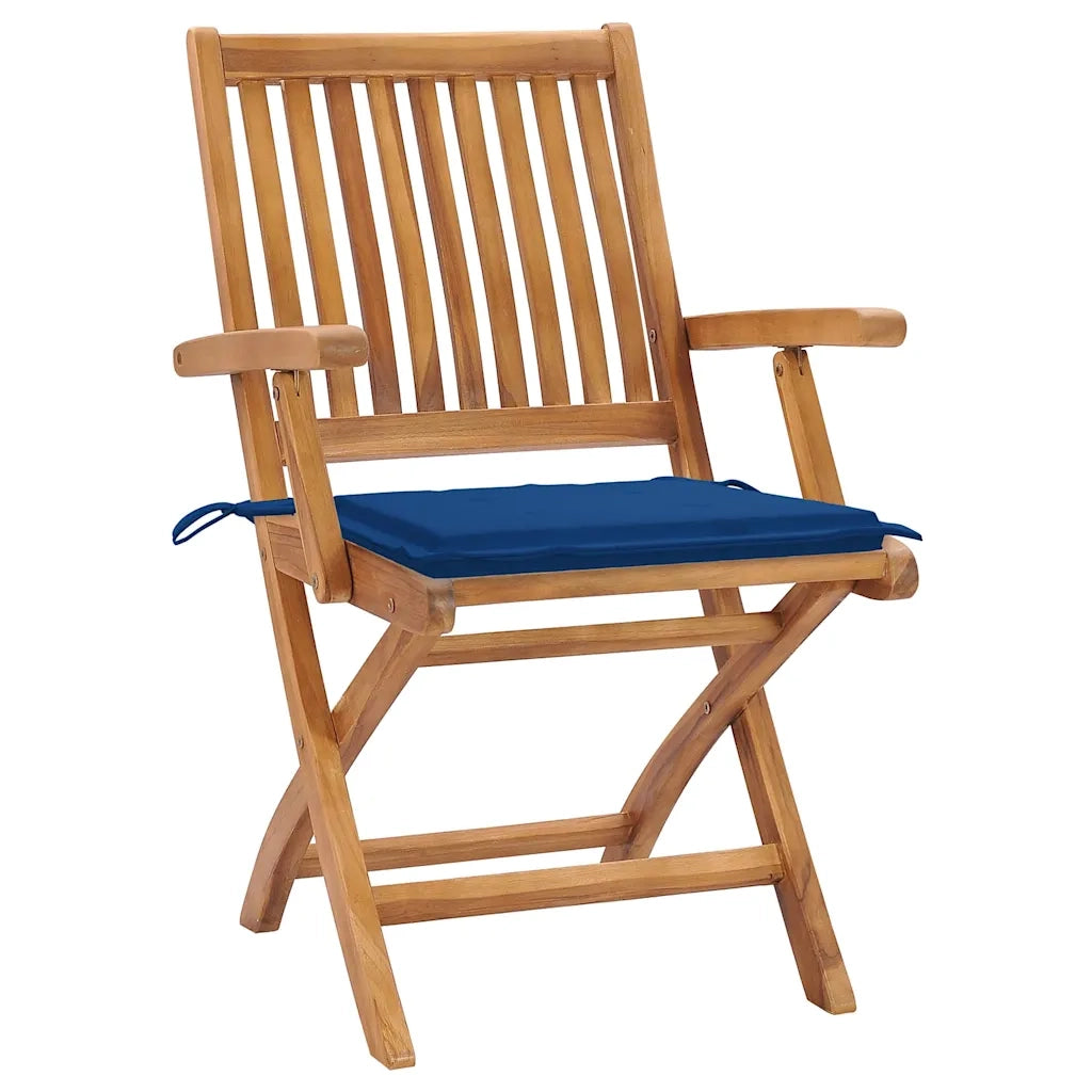 Sedie da Giardino Pieghevoli con Cuscini 4 pz Massello di Teak cod mxl 75184