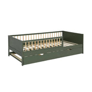 Letto a nido per bambini in pino naturale con rete a doghe e cassetto,