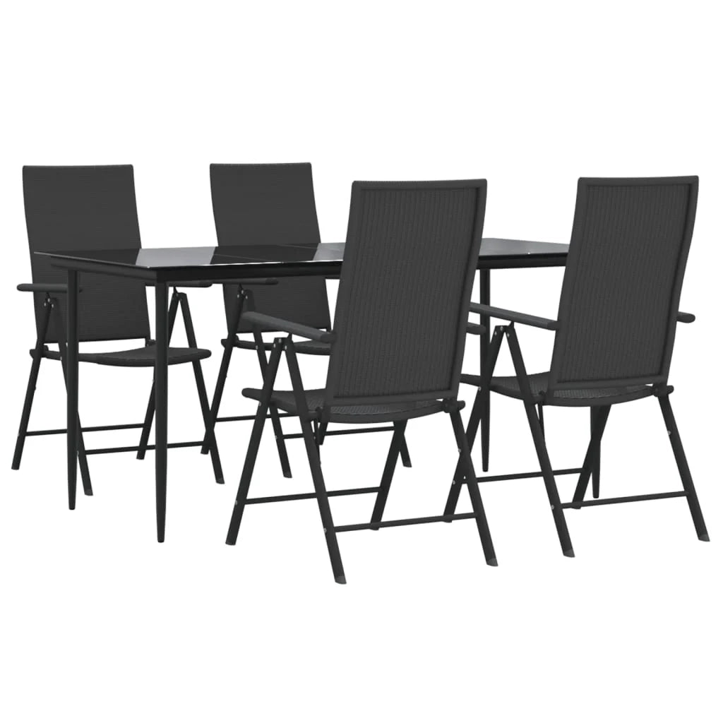 Set da pranzo da giardino in vimini di resina nera da 5 pezzi 02_0014780