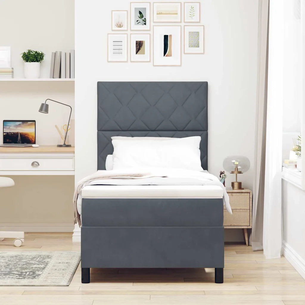 Letto a Sorgente LED Grigio scuro 90 x 200 cm Velluto 3343353