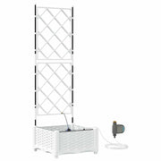 Fioriera da giardino moderna con sistema di irrigazione 40 x 40 x 126 cm acciaio bianco 02_0058611