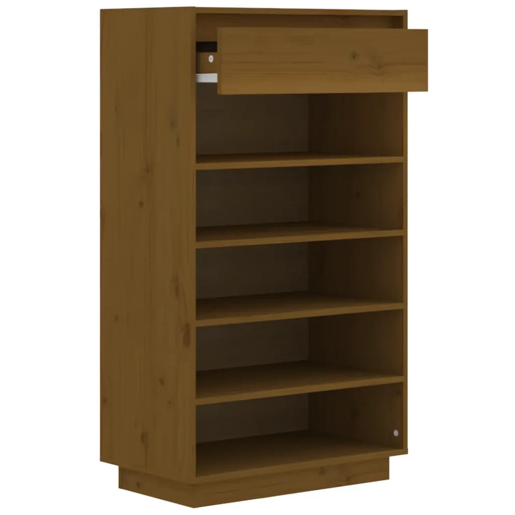 Scarpiera Marrone Ambra 60x34x105 cm in Legno Massello di Pino 813553