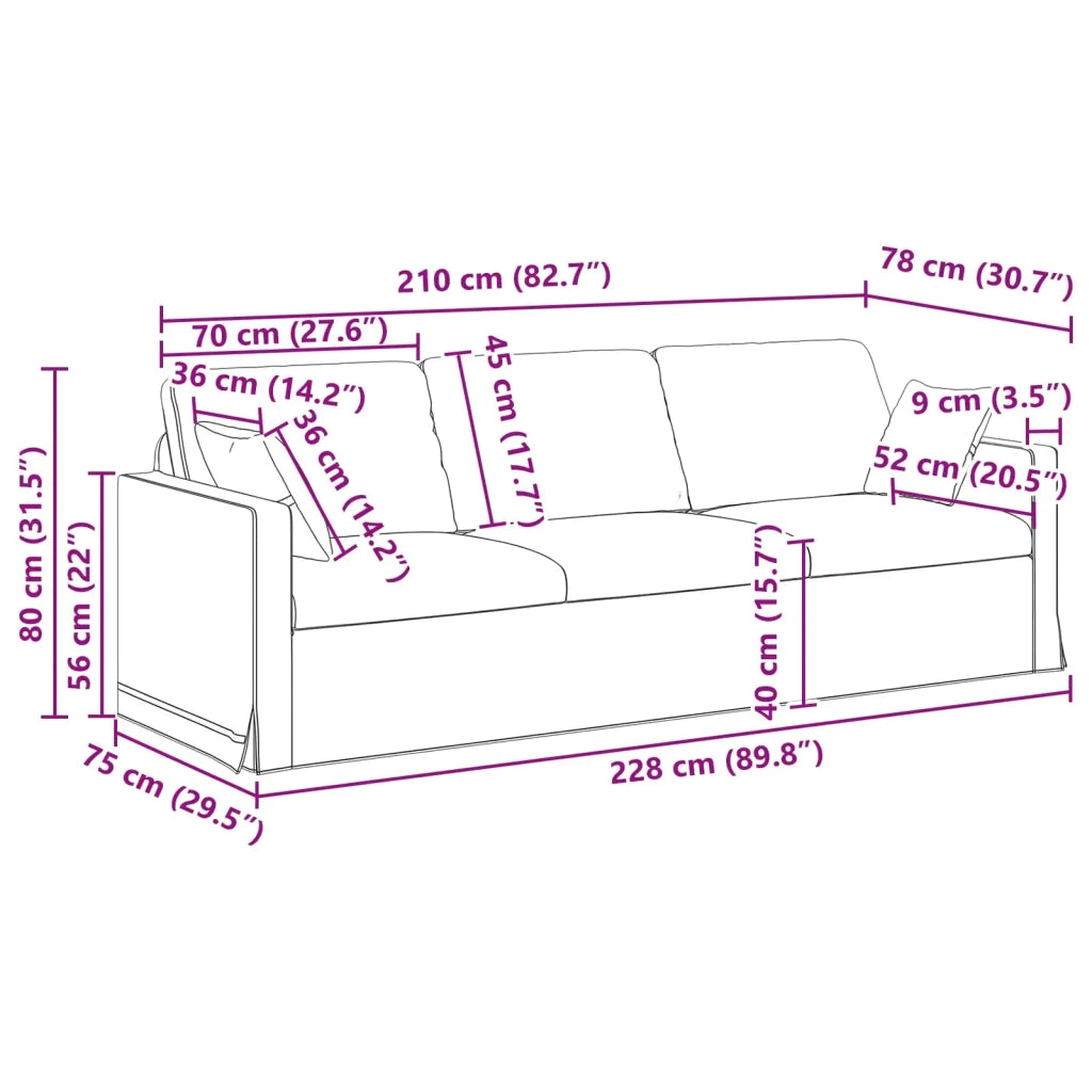Divano | Divano da soggiorno | Sofa Rosa 228 x 78 x 80 cm Velluto