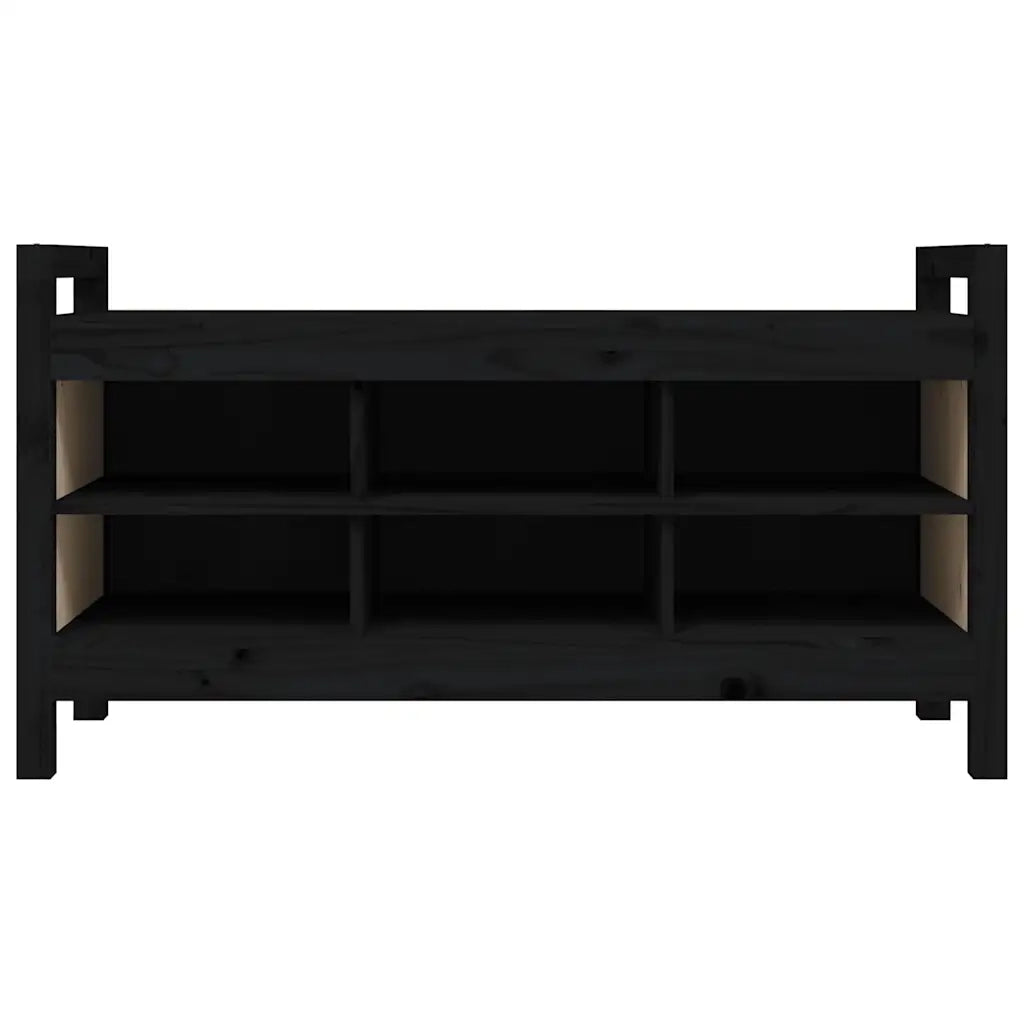 Panca da ingresso-Sgabello-Panca da Corridoio Nero 110x40x60 cm in Legno Massello di Pino