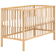 Lettino culla per neonati in legno di pino marrone chiaro 60 x 120 cm con barre regolabili in altezza Dimensioni standard
