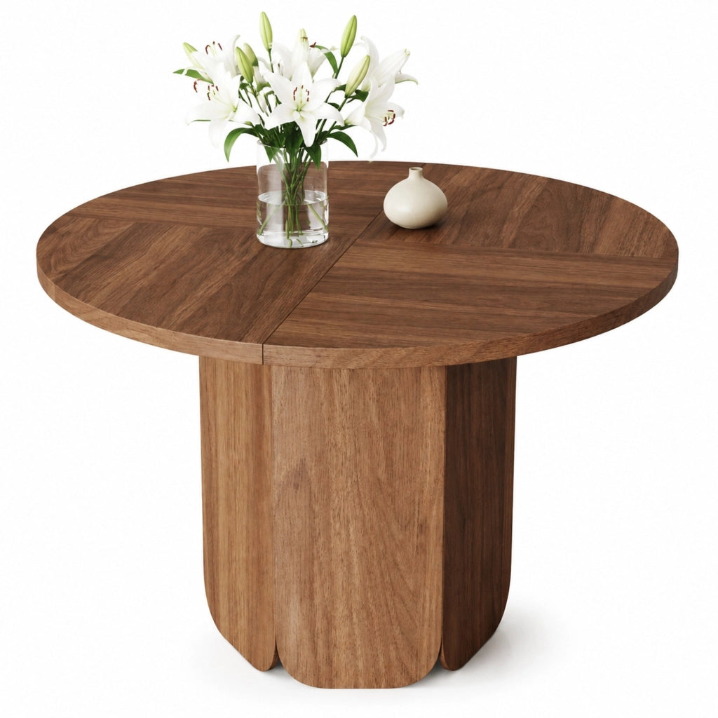 Tavolo da pranzo rotondo 4-6 posti - per sala da pranzo - 120 cm - in MDF - noce