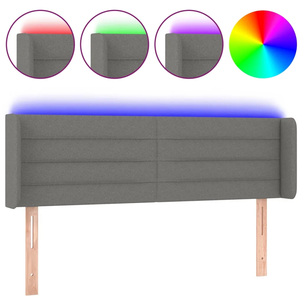 Testiera | Testata a LED Grigio Scuro 147x16x78/88 cm in Tessuto