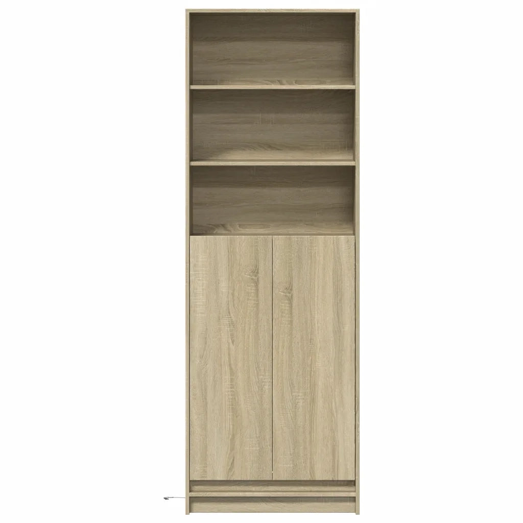 Credenza con LED-Buffet-Armadio da cucina Rovere Sonoma 69x32,5x200 cm in Truciolato