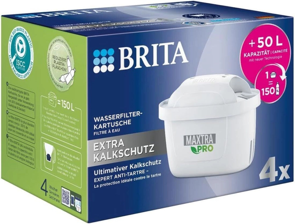 BRITA 122188 MAXTRA PRO Cartuccia filtro acqua Extra protezione anticalcare 4 pezzi capacita' 150 litri colore Bianco