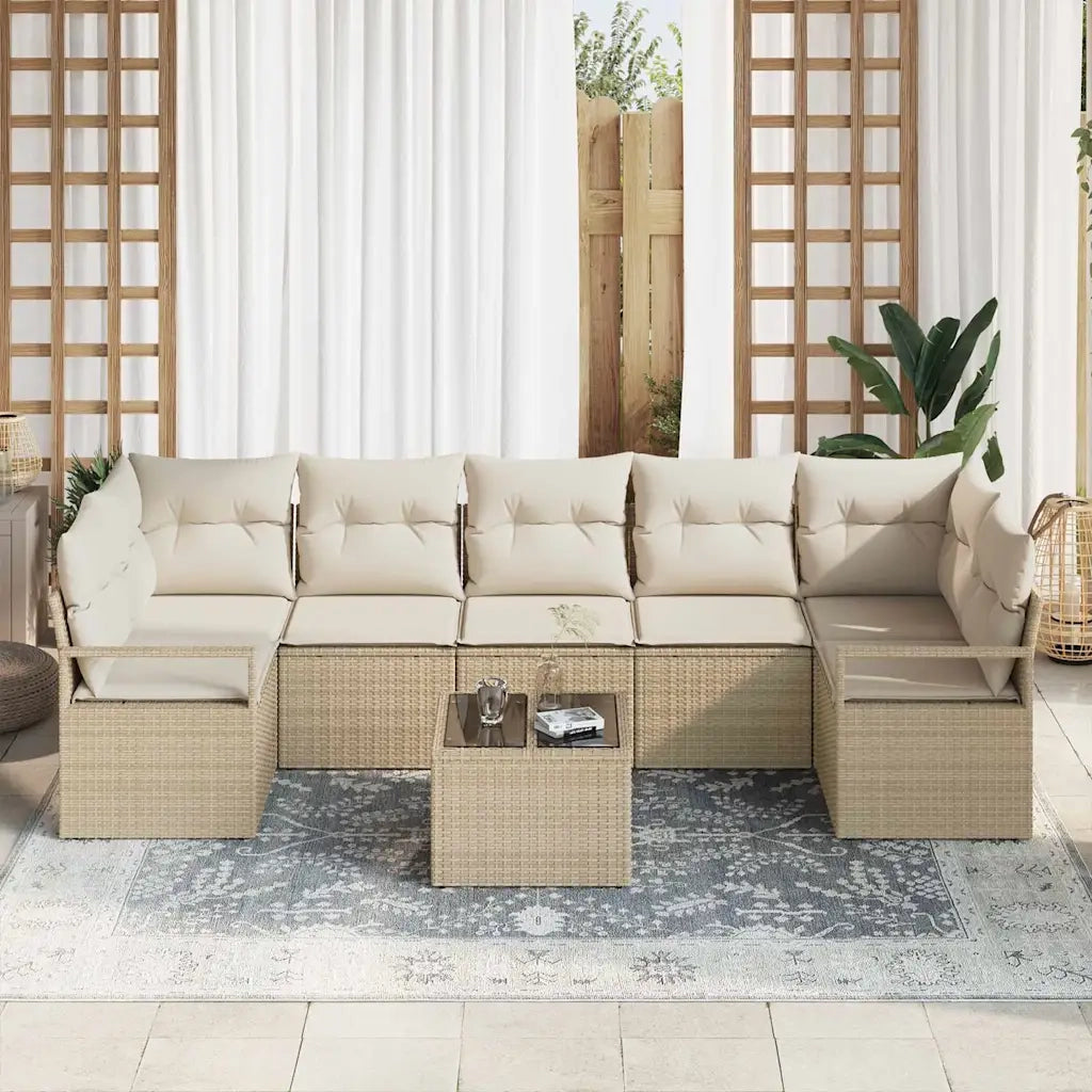Set Divano da Giardino con cuscino 8 pcs Beige e Crema 3354970