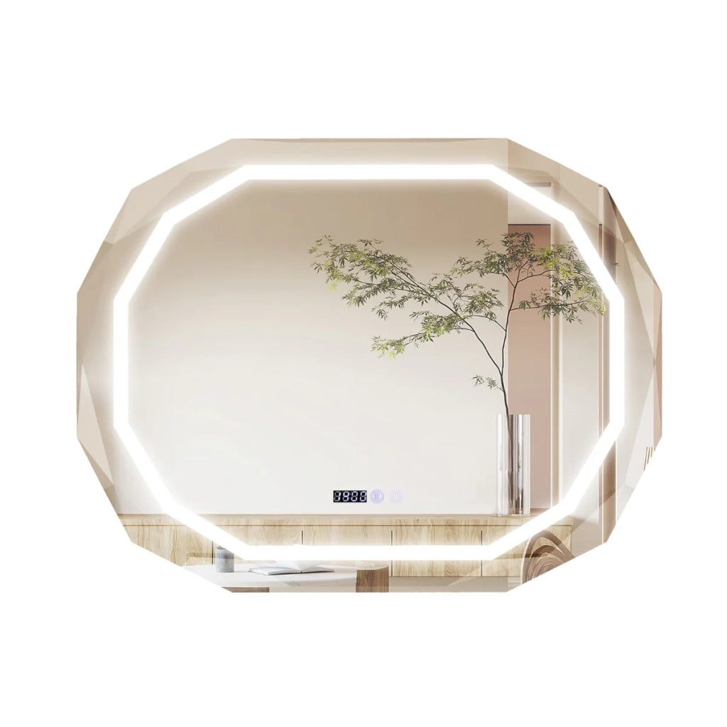 Specchio ovale da bagno 91,5 x 71 x 3,5 cm antiappannamento automatico atmosfera accogliente design in vetro argentato 20_0019582