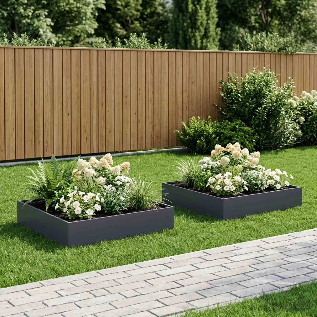 Vaso da giardino 2 pz Antracite 80 x 80 x 20 cm 8005013