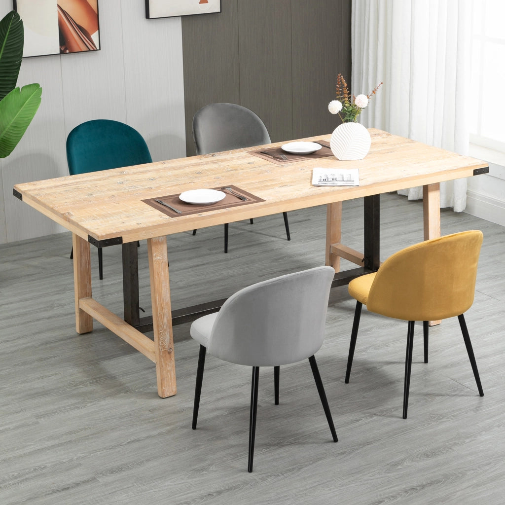 Set 4 Sedie da Pranzo in Velluto Imbottite ¨C zephmum ¨C Grigio, Metallo, 45x50x85 cm