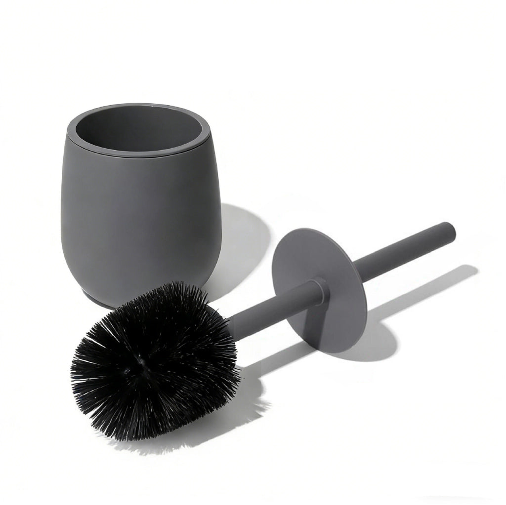 Set Accessori Bagno 6 Pezzi in ABS Completo Pattumiera con Pedale, Scopino WC, Dispenser Sapone, Porta Spazzolini, Bicchiere e Vassoio Antiscivolo Design Moderno e Resistente Grigio