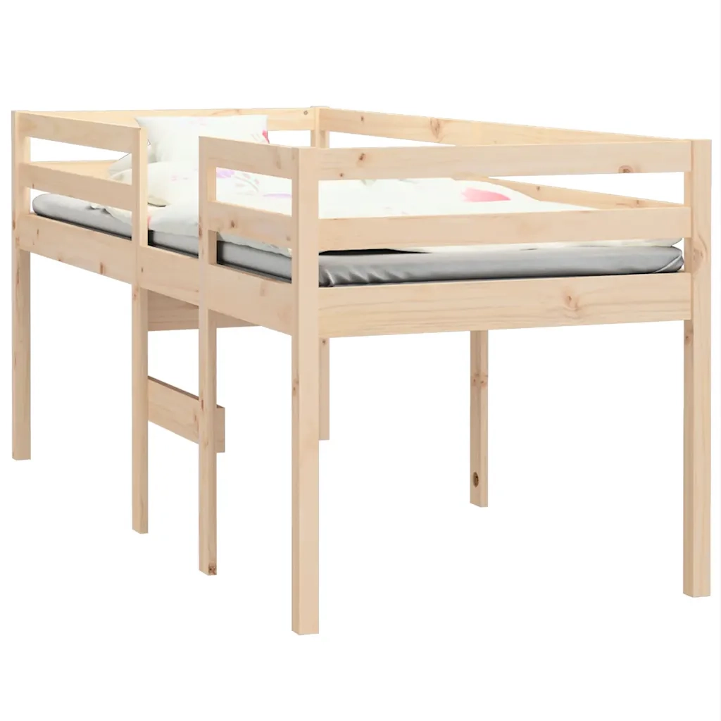 Letto singolo | Letto per adulti | Letto a Soppalco 80x200 cm in Legno Massello di Pino