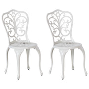 Set di 2 sedie da giardino in alluminio bianco sporco senza braccioli Bistro Dining in stile vintage in metallo