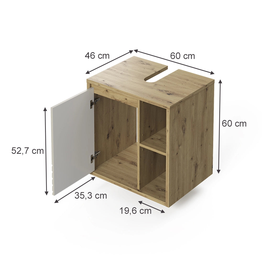 Mobile sottolavabo per bagno Viola Rovere artigianale/Cachemire 60 x 60 cm Vicco