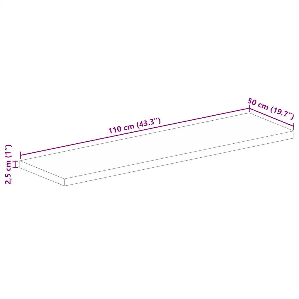 Piano Tavolo 110x50x2,5cm Rettangolare Legno Massello Acacia 370920