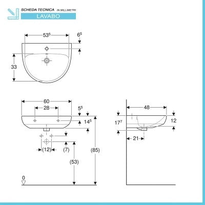 Lavabo sospeso Geberit 60 cm in ceramica bianco  Selnova