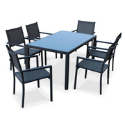 Set tavolo da giardino in alluminio e textilene con 6 sedie, antracite