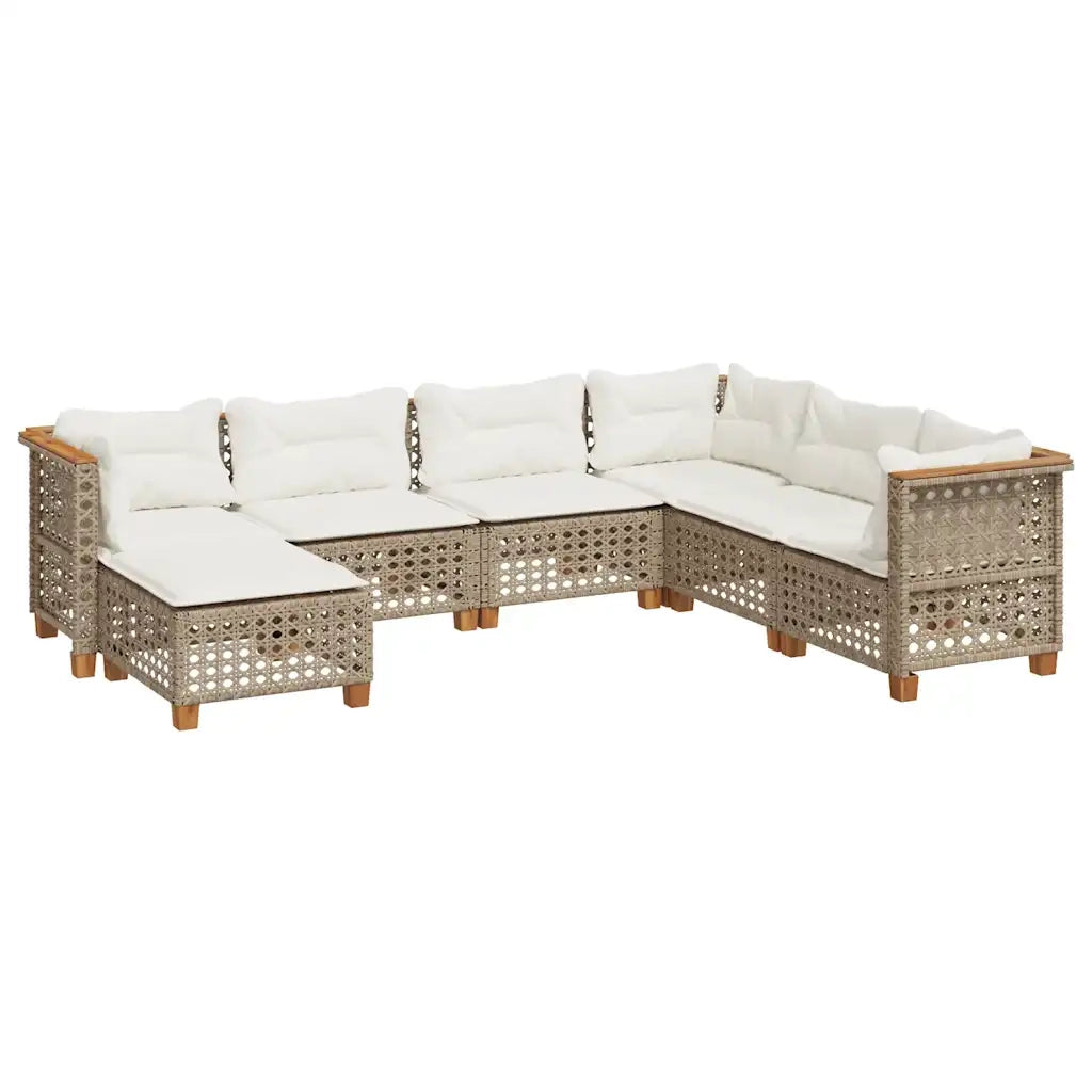 Set Divani da Giardino 7 pz con Cuscini Beige in Polyrattan 3261940