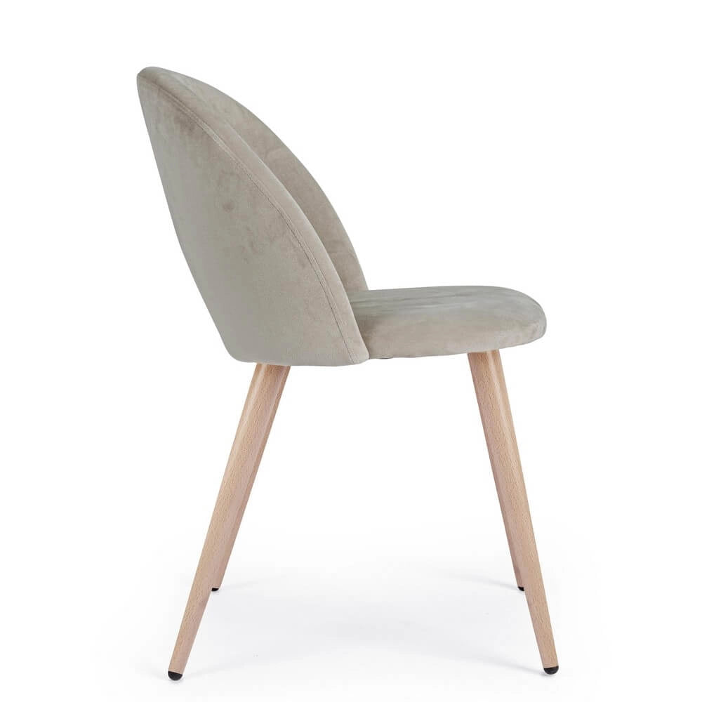 Set di 4 Sedie Imbottite in Velluto con Gambe Effetto Legno - MARINA