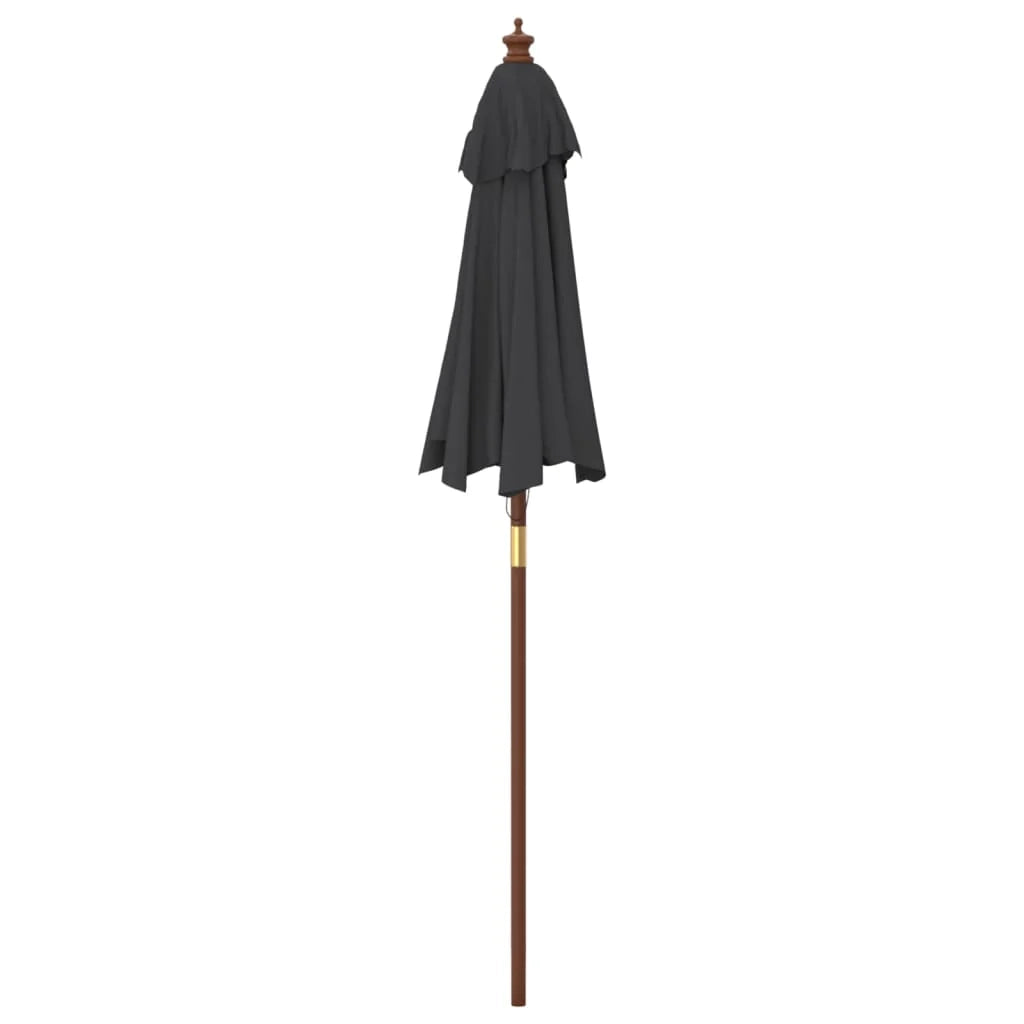 Ombrellone da giardino con palo in legno 196 x 231 cm nero 02_0008342