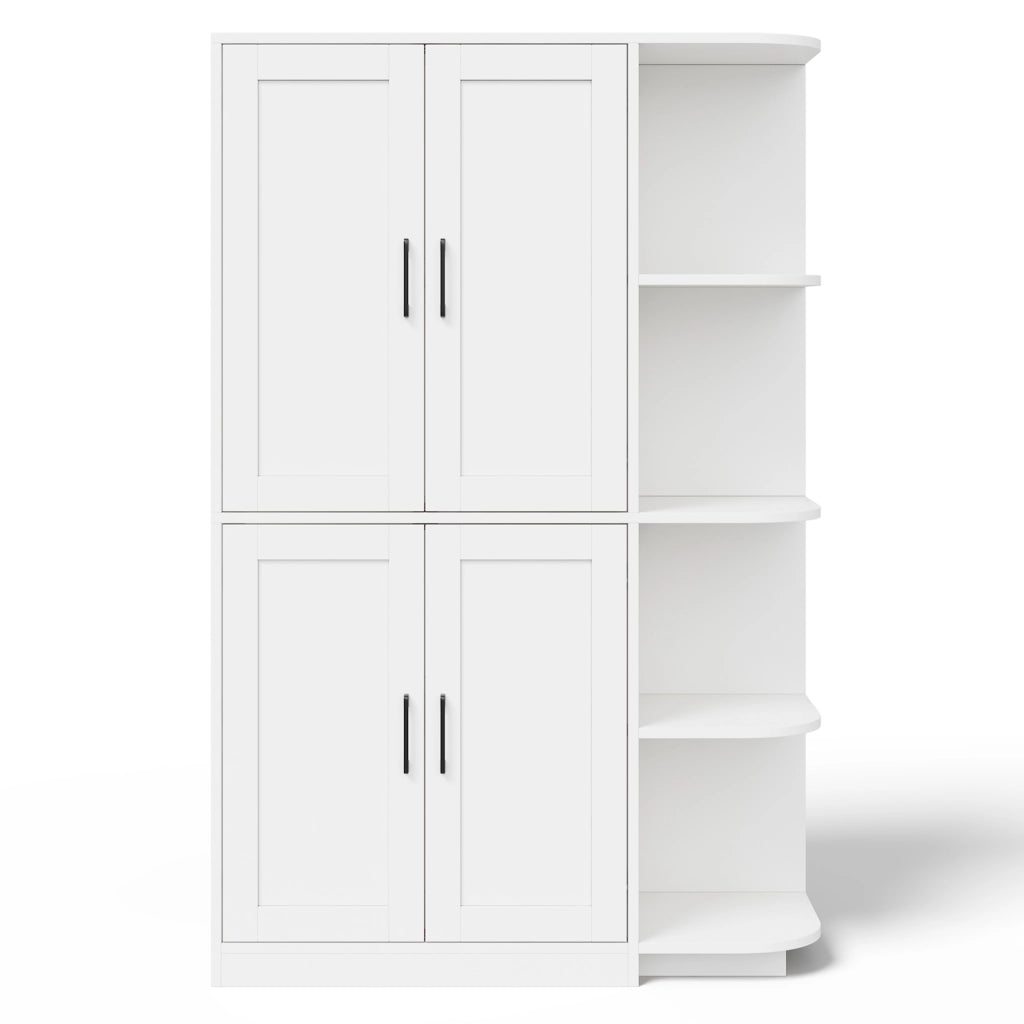 Armadio cucina alto con 4 ante e 4 vani aperti, ripiani regolabili, 103 × 40 × 163 cm, bianco