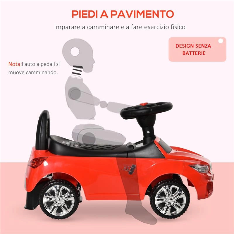 MACCHININA PER BAMBINI CAVALCABILE CON VOLANTE, FARI E MUSICHE, ETÓ 18-36 MESI, ROSSO