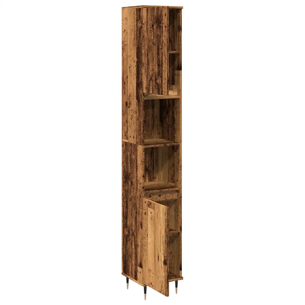 Mobiletto da bagno dal design industriale 30 x 30 x 190 cm spazio contenitivo ottimale legno di recupero 02_0051076