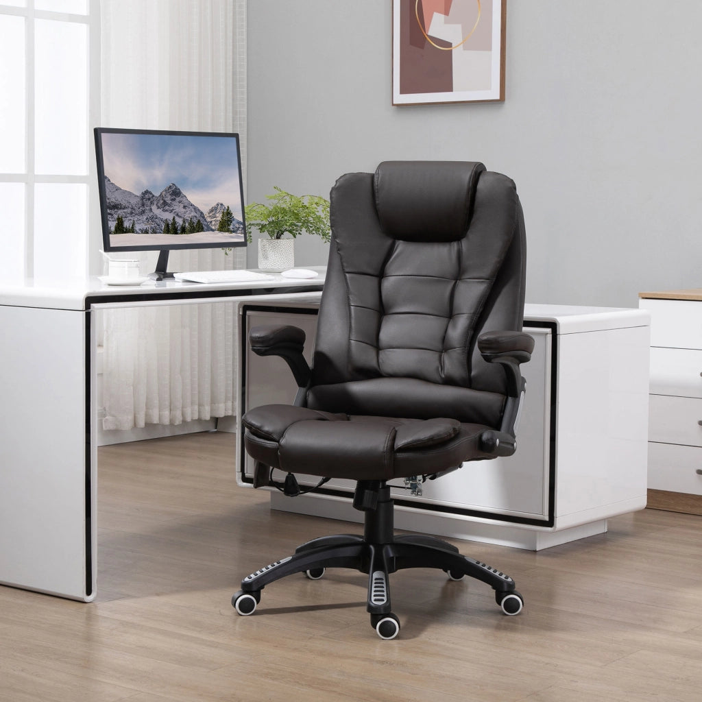 Poltrona da ufficio massaggiante e riscaldante elettrica ¨C zephmum ¨C rivestimento similpelle marrone