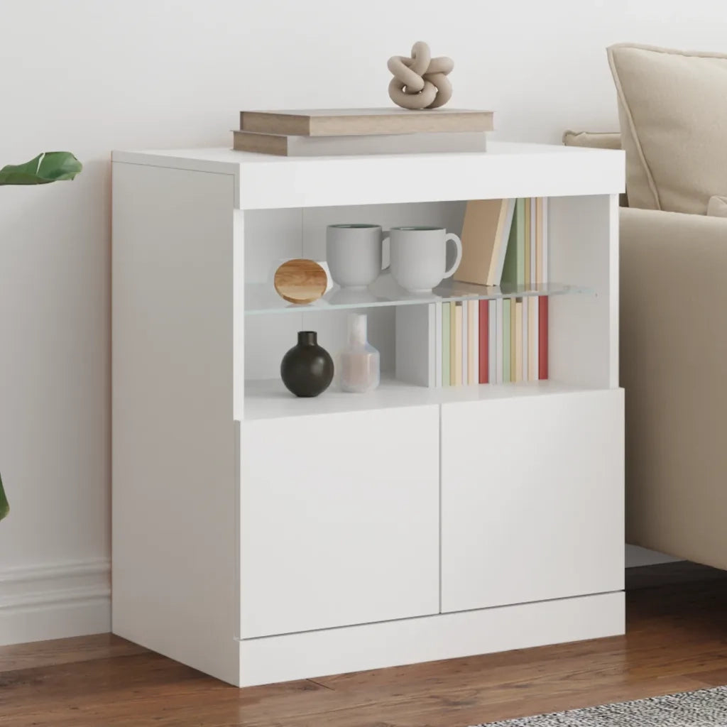 Credenza | Madia | Buffet da pranzo | Armadio da pranzo con Luci LED Bianca 60x37x67 cm
