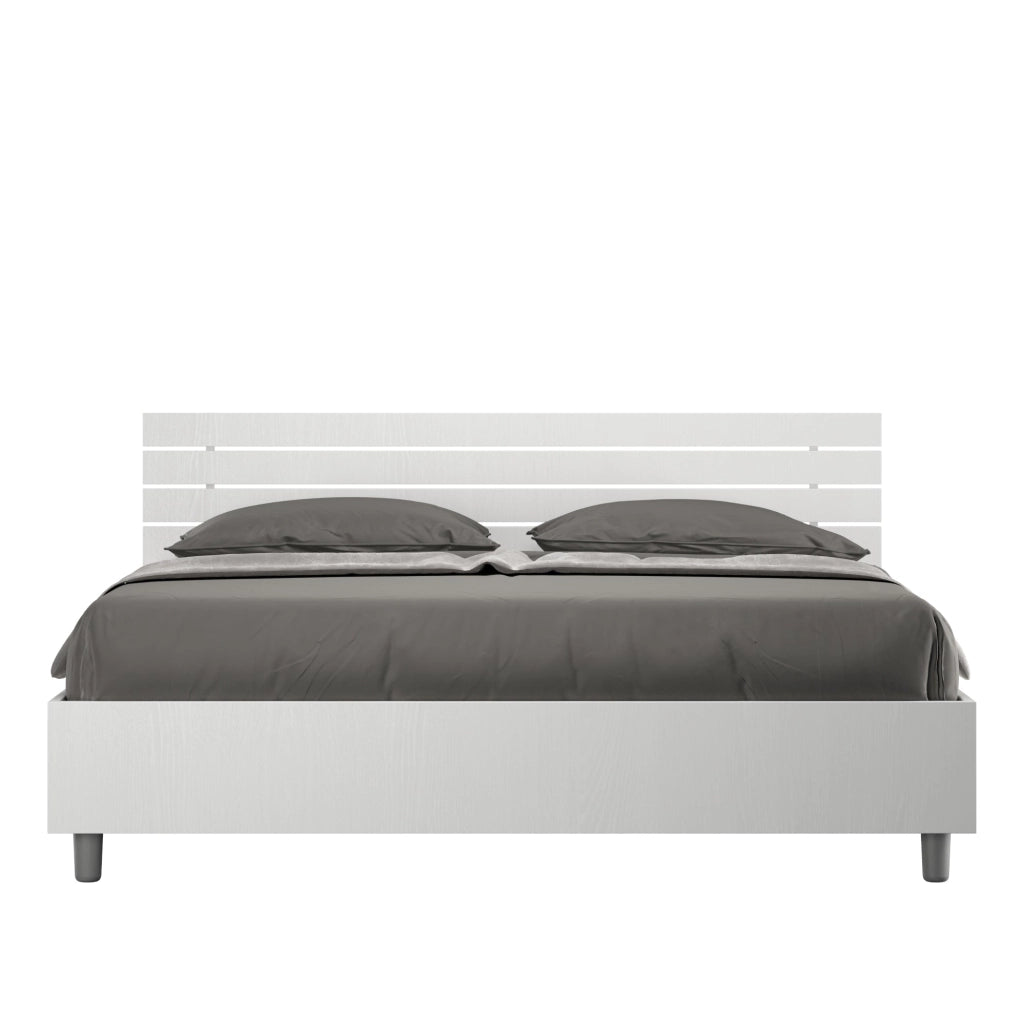 Letto matrimoniale contenitore 160x190 testata inclinata con doghe cemento Ankel