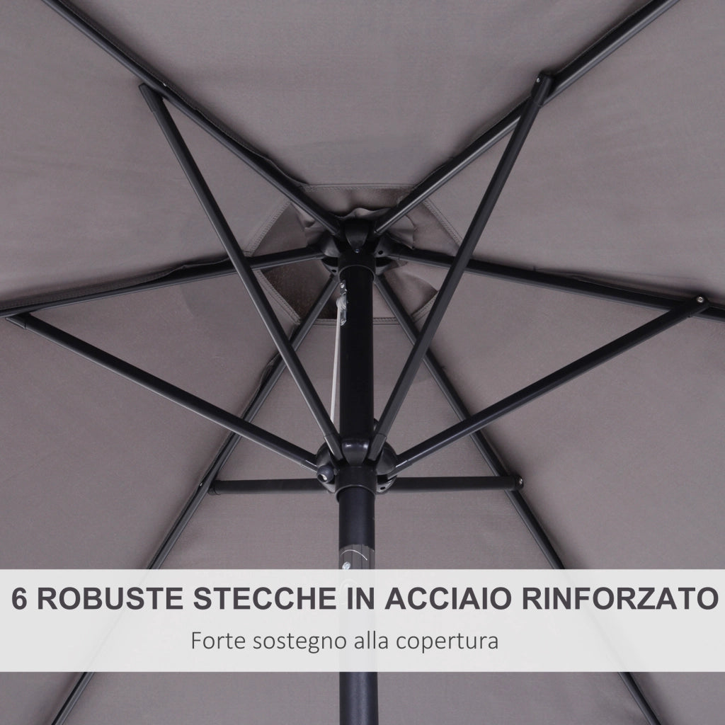 EasyComfort Ombrellone da Giardino 2.6x2.4 m Inclinabile con Manovella, in Alluminio e Poliestere Grigio e Nero
