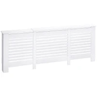 Mobile Copricalorifero Larghezza Regolabile e Mensola Superiore in MDF e Legno, 140-202x19x82.5cm, Bianco