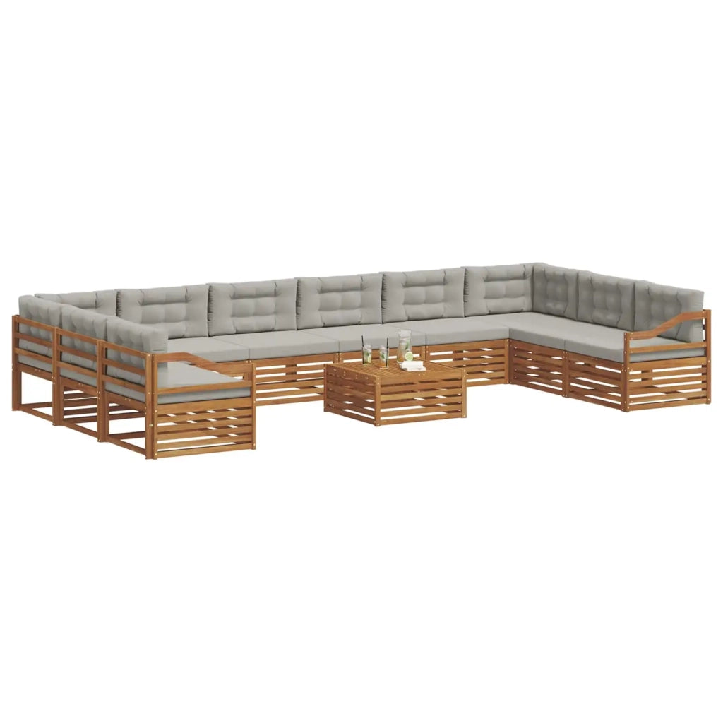 Set divani con cuscino 11 pcs Grigio Naturale e Chiaro 3374266