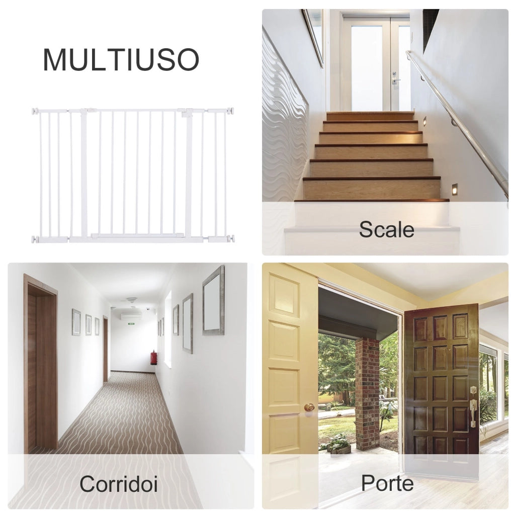 EasyComfort Cancellino per Cani di Sicurezza Estensibile da 76-107cm Montaggio a Pressione, Metallo e Plastica, Bianco