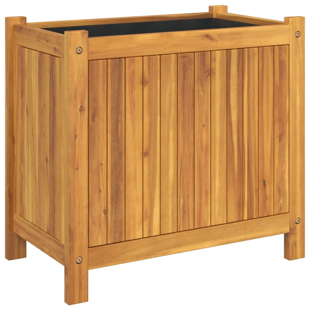 Fioriera rialzata per piante fiori e patio con rivestimento 54 x 31 x 50 cm legno massello di acacia marrone 02_0038139