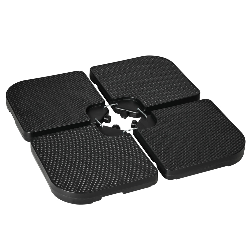 Basamento per Ombrellone set 4 Pezzi Impilabili con Maniglie Integrate, in HDPE, 99.7x99.7x8.3 cm, Nero