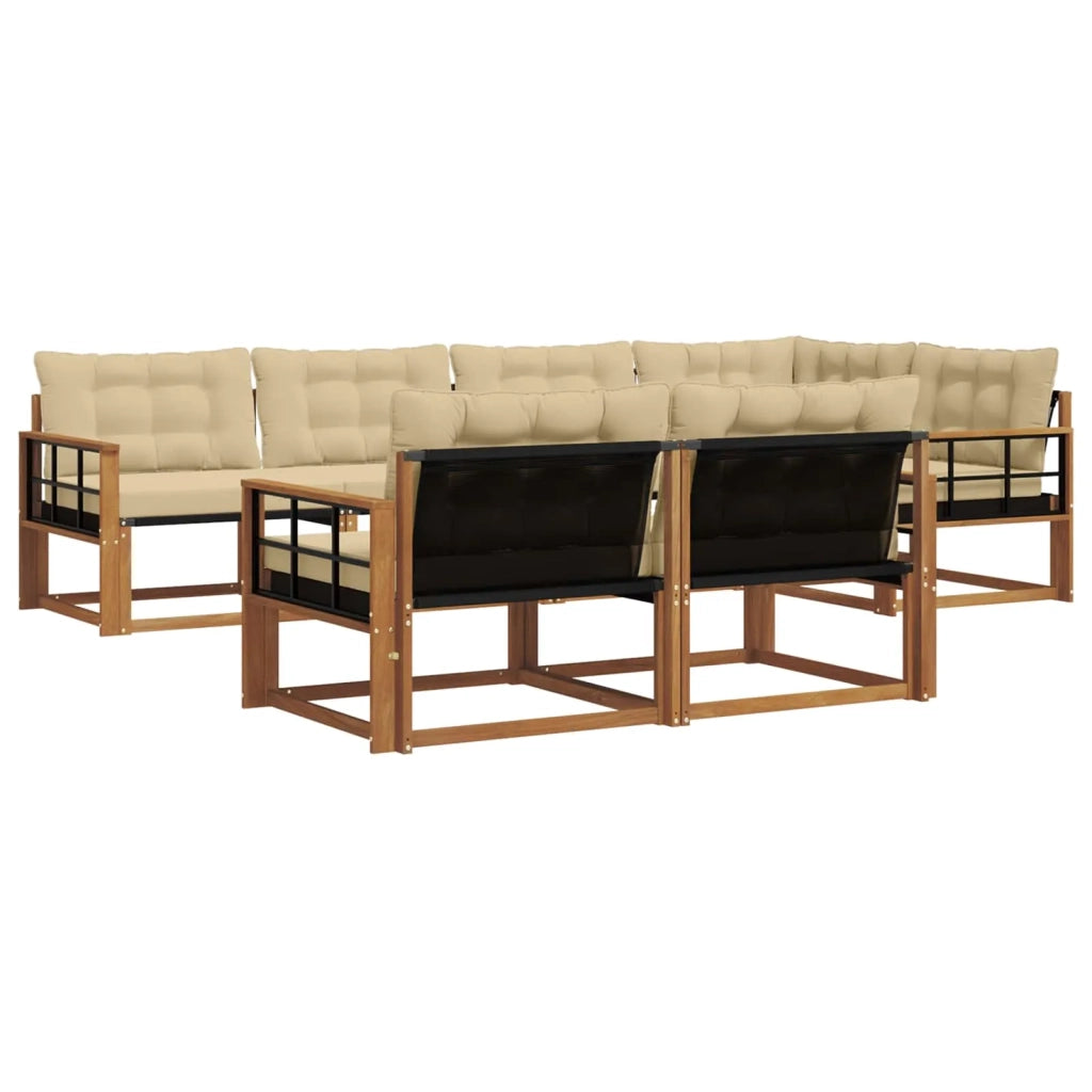 Set di divani da esterno con cuscino 7 pcs Naturale e Beige 3369560