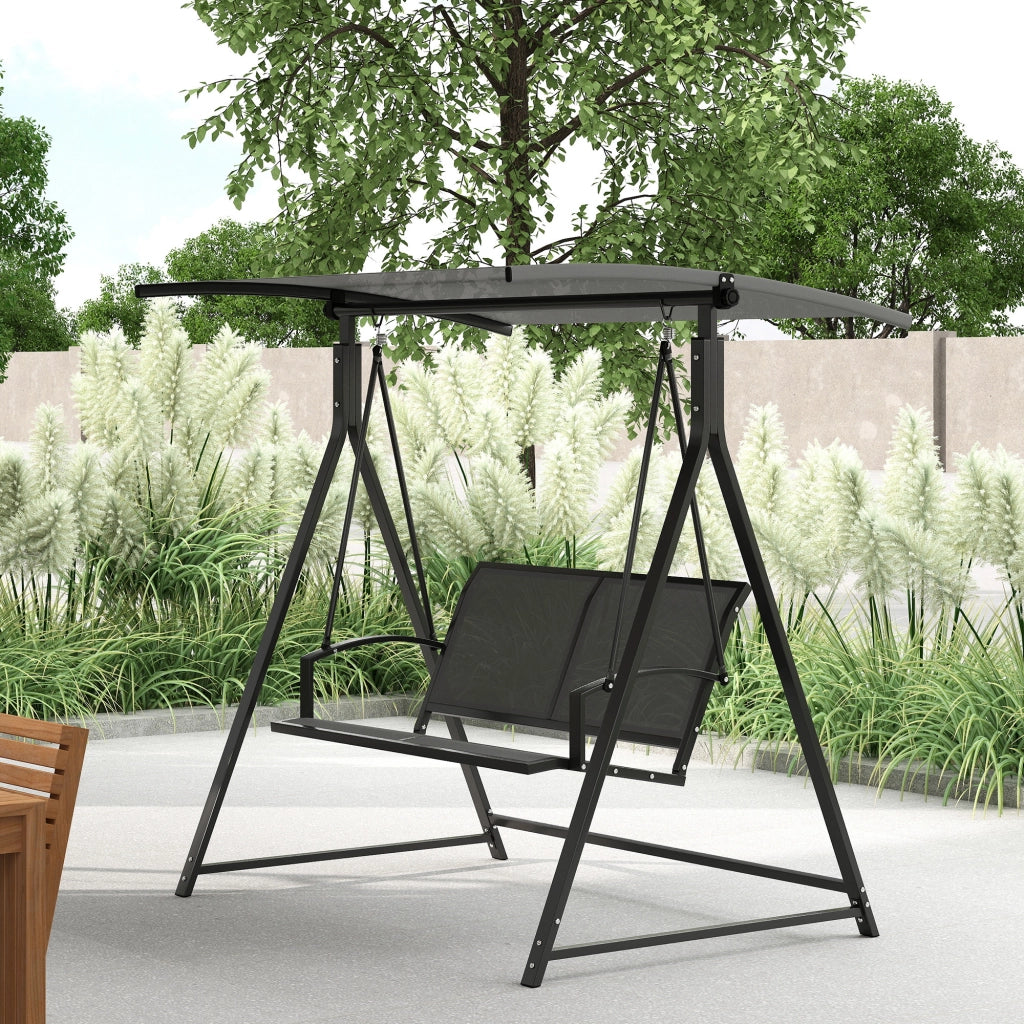 Altalena da Giardino 2 Posti con Tettoia ¨C zephmum ¨C Grigio 160x112x162 cm