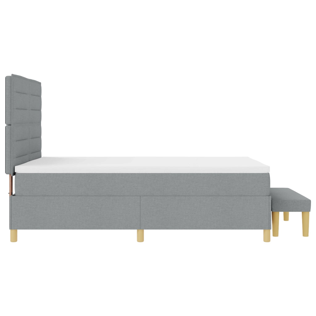 Letto a Molle con Materasso e Panchina Grigio Chiaro 160x200 cm Tessuto