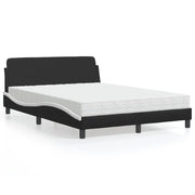 Letto con Materasso Dover Nero e Bianco 140x190 cm in Similpelle