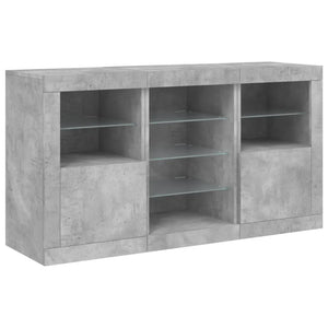 Credenza con Luci LED Grigio Cemento 123x37x67 cm 3209082