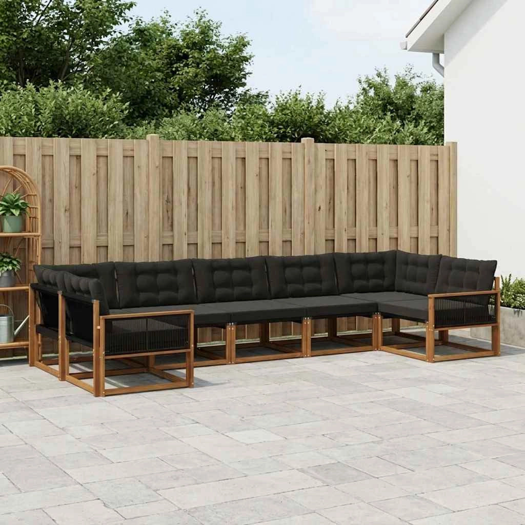 Set di divani da esterno 7 pz Naturale e Nero 3381664