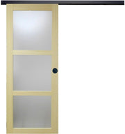 Porta Scorrevole in Vetro Ayous in Legno H204 x L83 + Binario in Alluminio Nero e 2 Gusci Neri senza maniglia