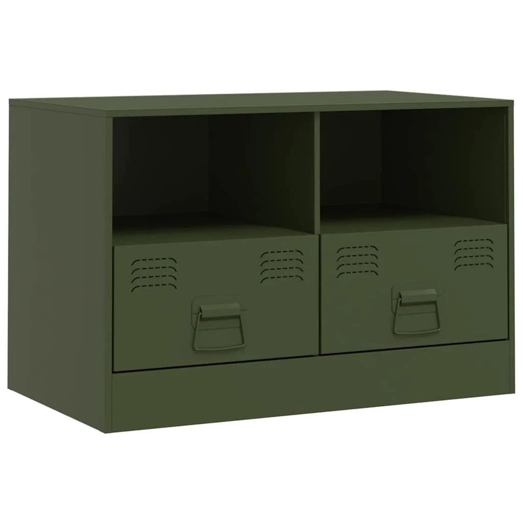 Mobile TV multimediale scaffale TV mobile TV sala da pranzo soggiorno camera da letto verde oliva 67 x 39 x 44 cm acciaio verde 02_0028262