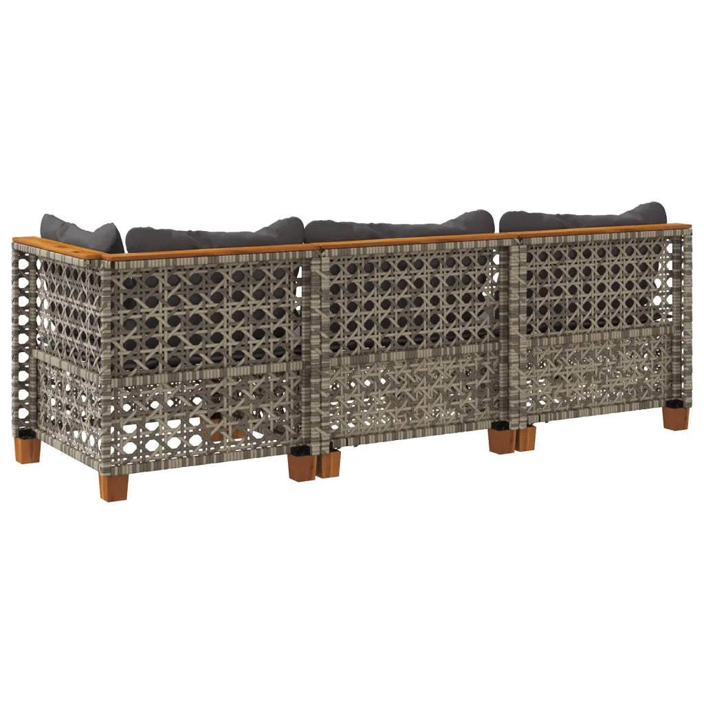 Divano da Giardino con Cuscini 3 Posti-Sofa da Giardino-Divano da esterno Grigio in Polyrattan 739939